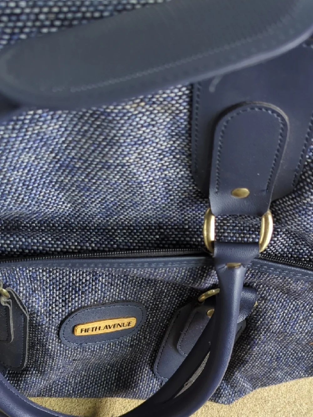Fifth Avenue Navy Tweed Vintage Satchel - Classic Structured Carry On Bag